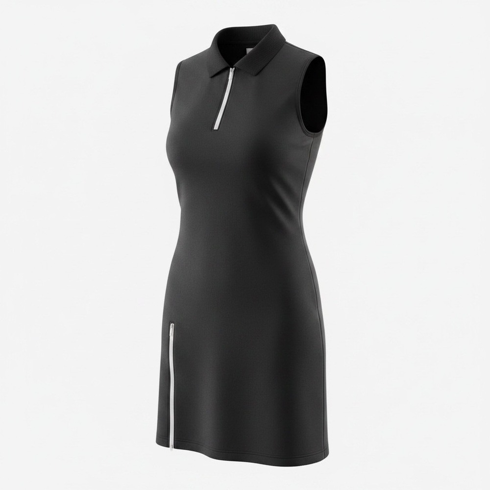 Hiverlay Womens Black Sleeveless Golf Dress Quarter Zip Athletic Mini Size S